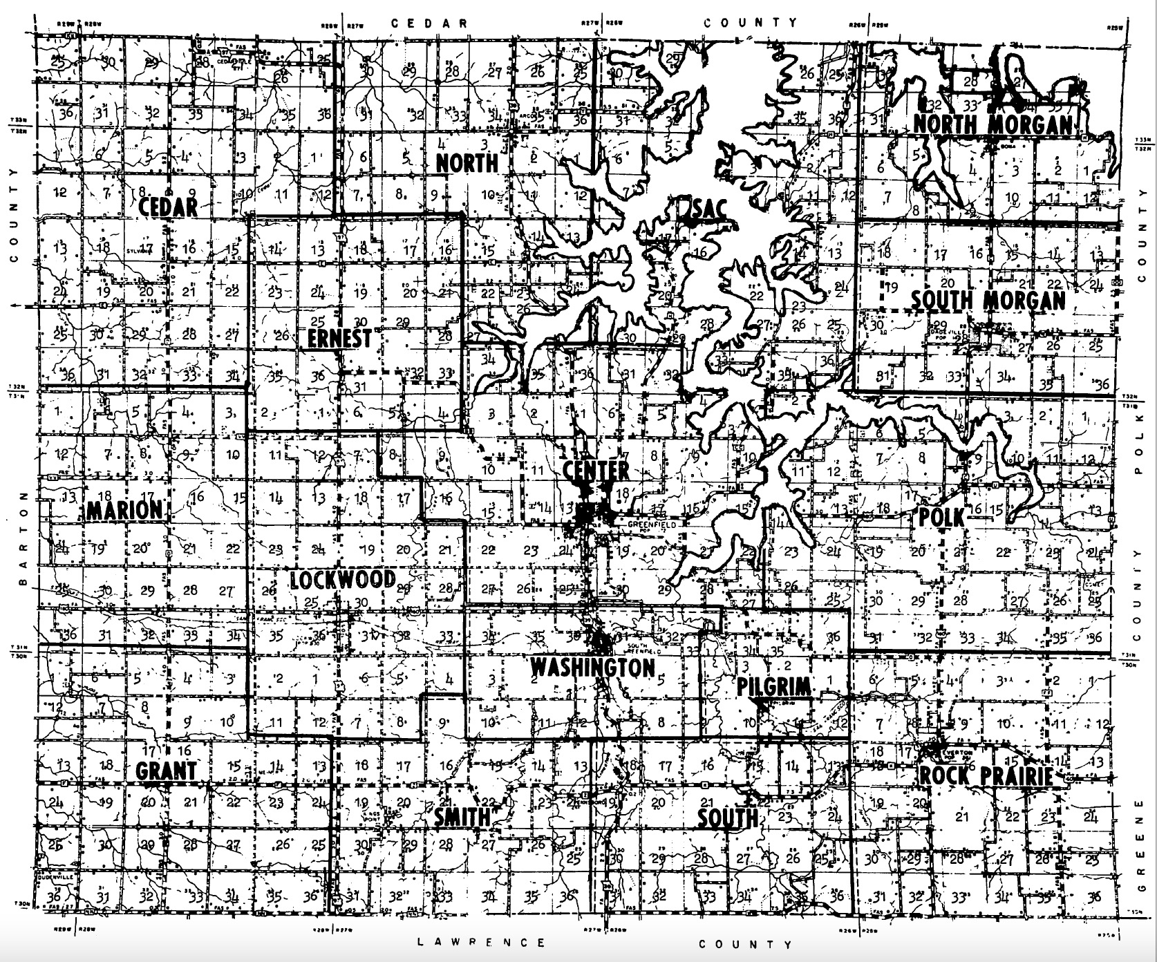 Dade County Map with Townships